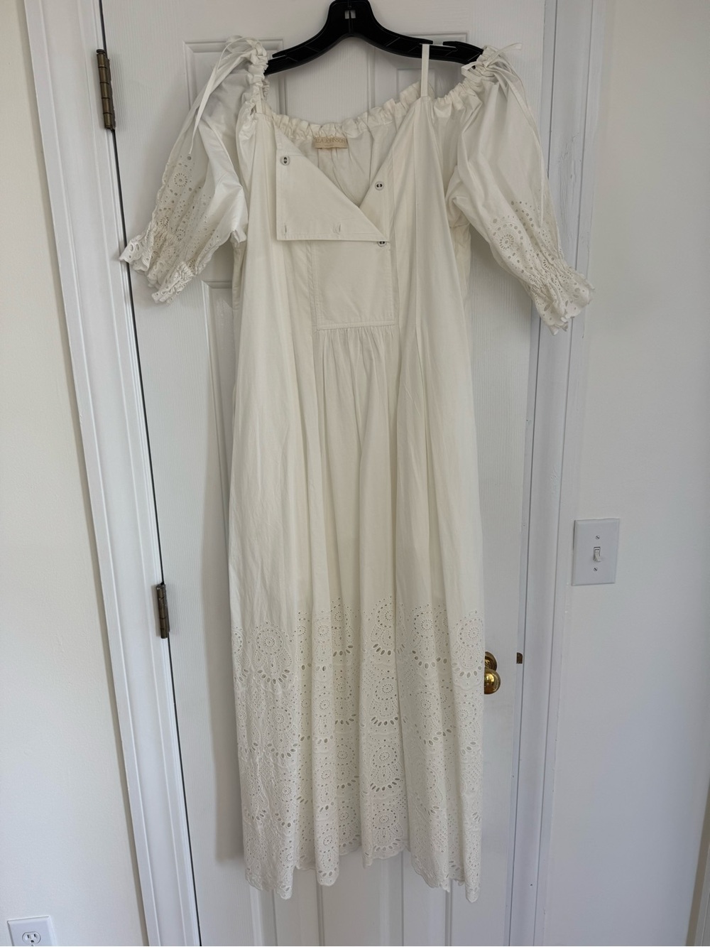 Ulla Johnson Cream Eyelet Maxi with Puff Sleeves
